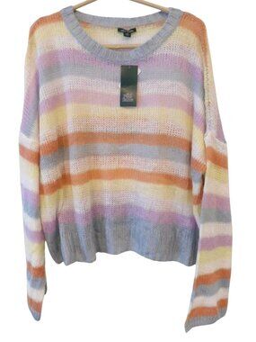 Wild Fable Women’s XXL Pastel Rainbow Stripe Sweater Crewneck NWT Trendy Y2K